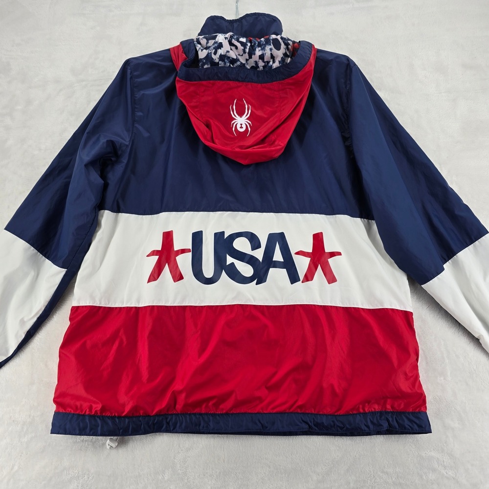 Spyder Anorak Mens XL Jacket Navy Blue Red White USA 2022 Eric Haze Windbreaker - Picture 7 of 8
